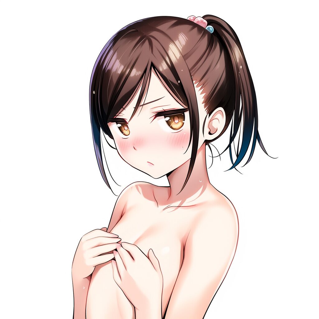 まどかは温泉で手ブラでジト目