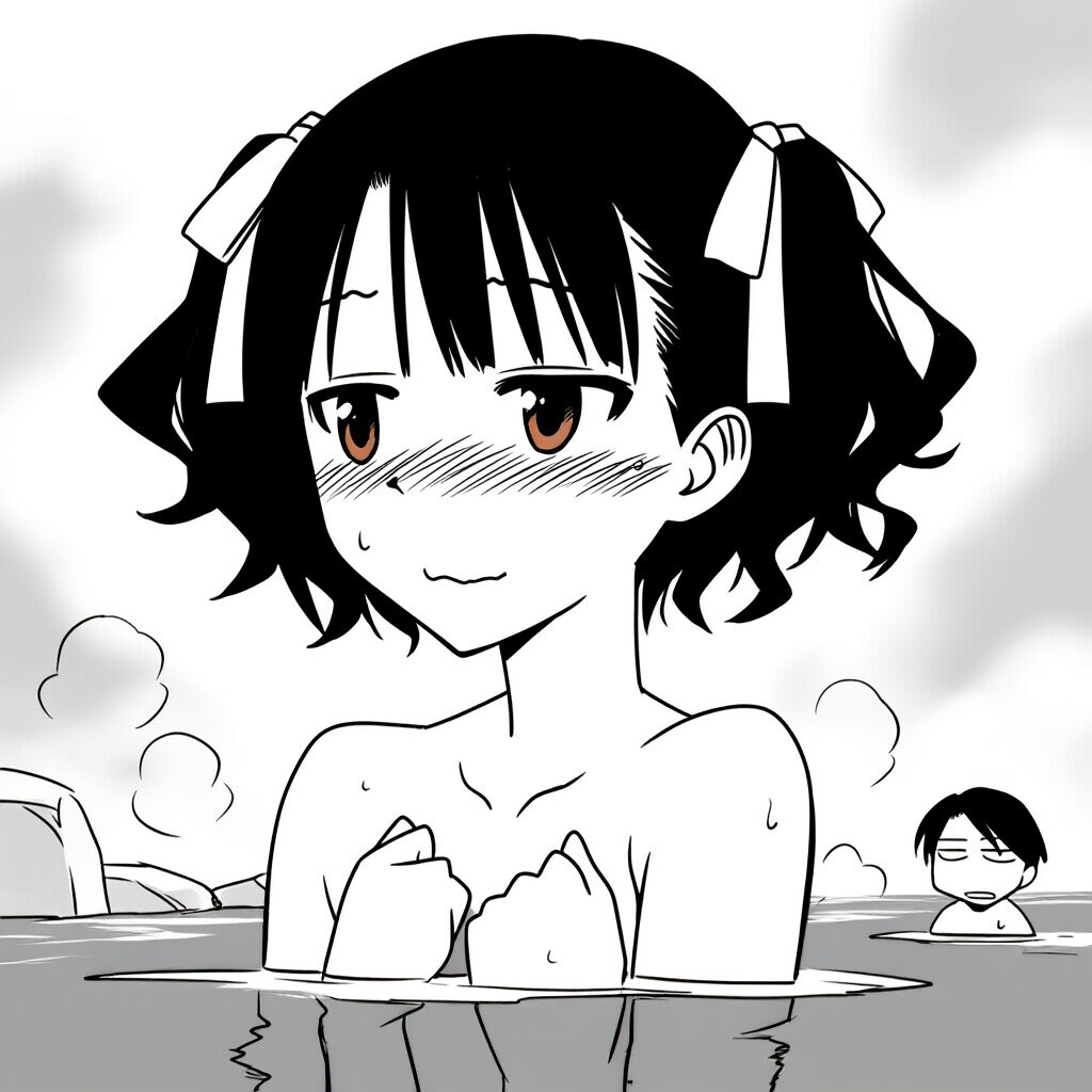 みつきは温泉で手ブラでジト目