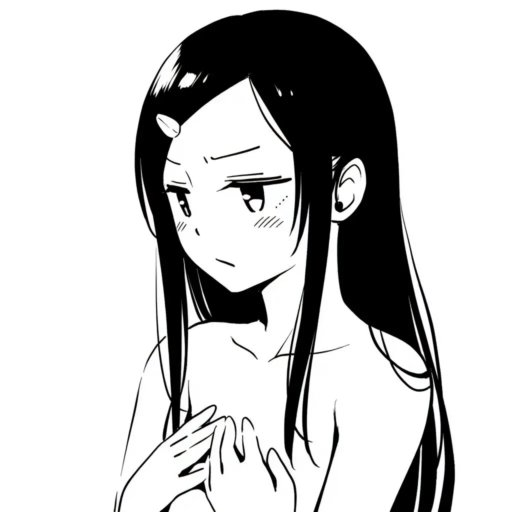 黒髪ストレートお嬢様は温泉で手ブラでジト目