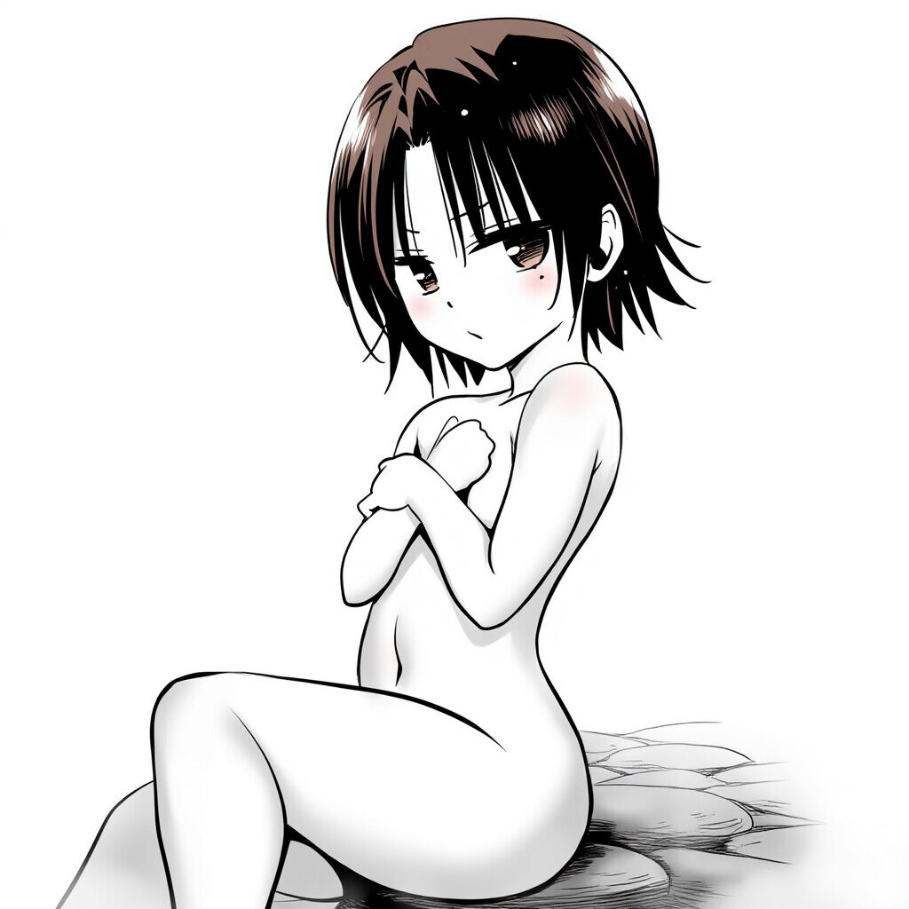 リズは温泉で手ブラでジト目