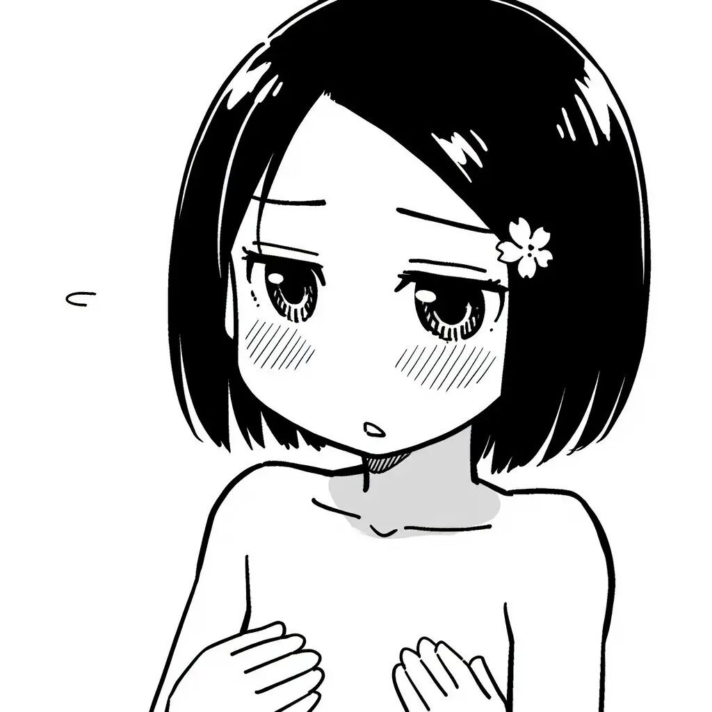 ぱっつん黒髪委員長は温泉で手ブラでジト目