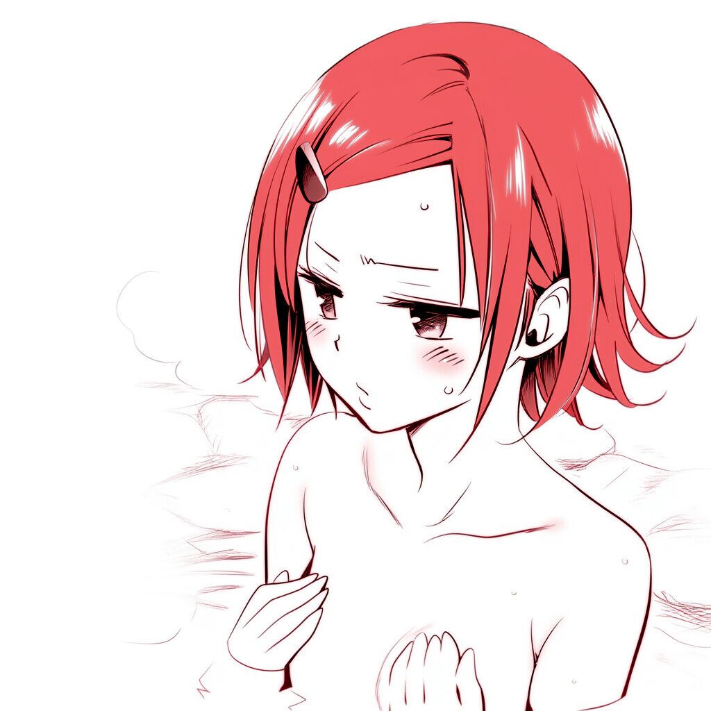 あかねは温泉で手ブラでジト目