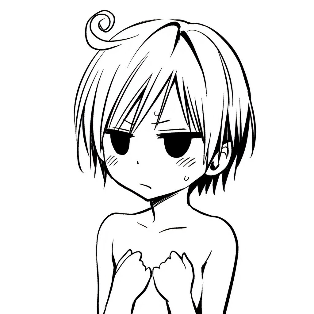 ボーイッシュ女子は温泉で手ブラでジト目