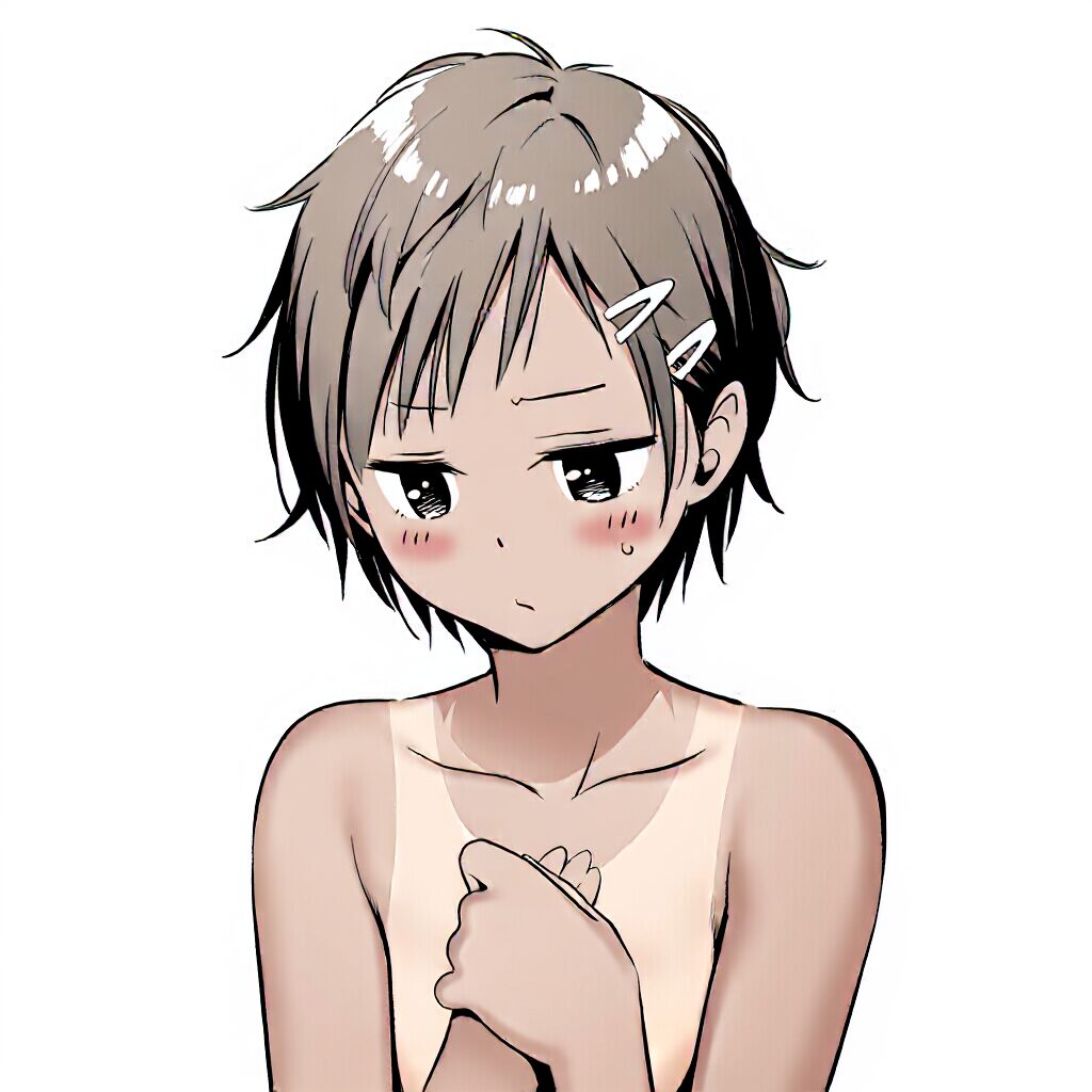 茶髪スポーツ女の子は温泉で手ブラでジト目