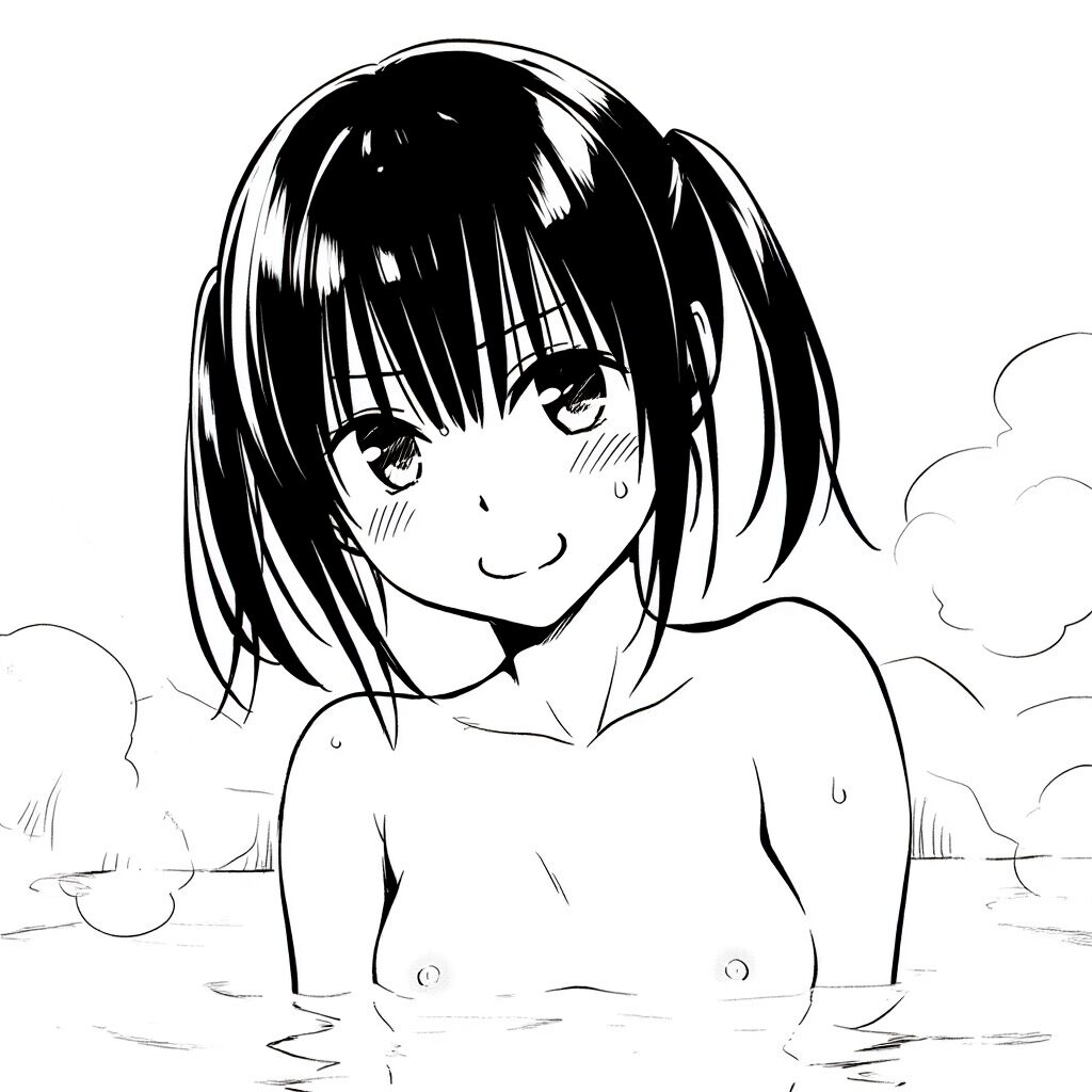 短髪の女子は温泉で笑顔でおっぱい見せてる