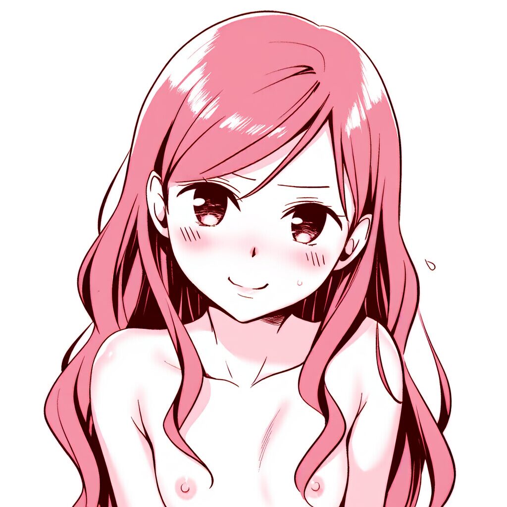 ピンク髪の女子は温泉で笑顔でおっぱい見せてる