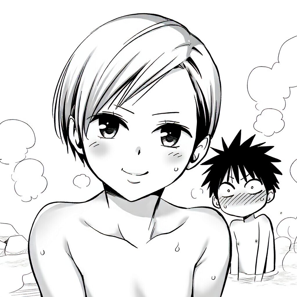 速水は温泉で笑顔でおっぱい見せてる