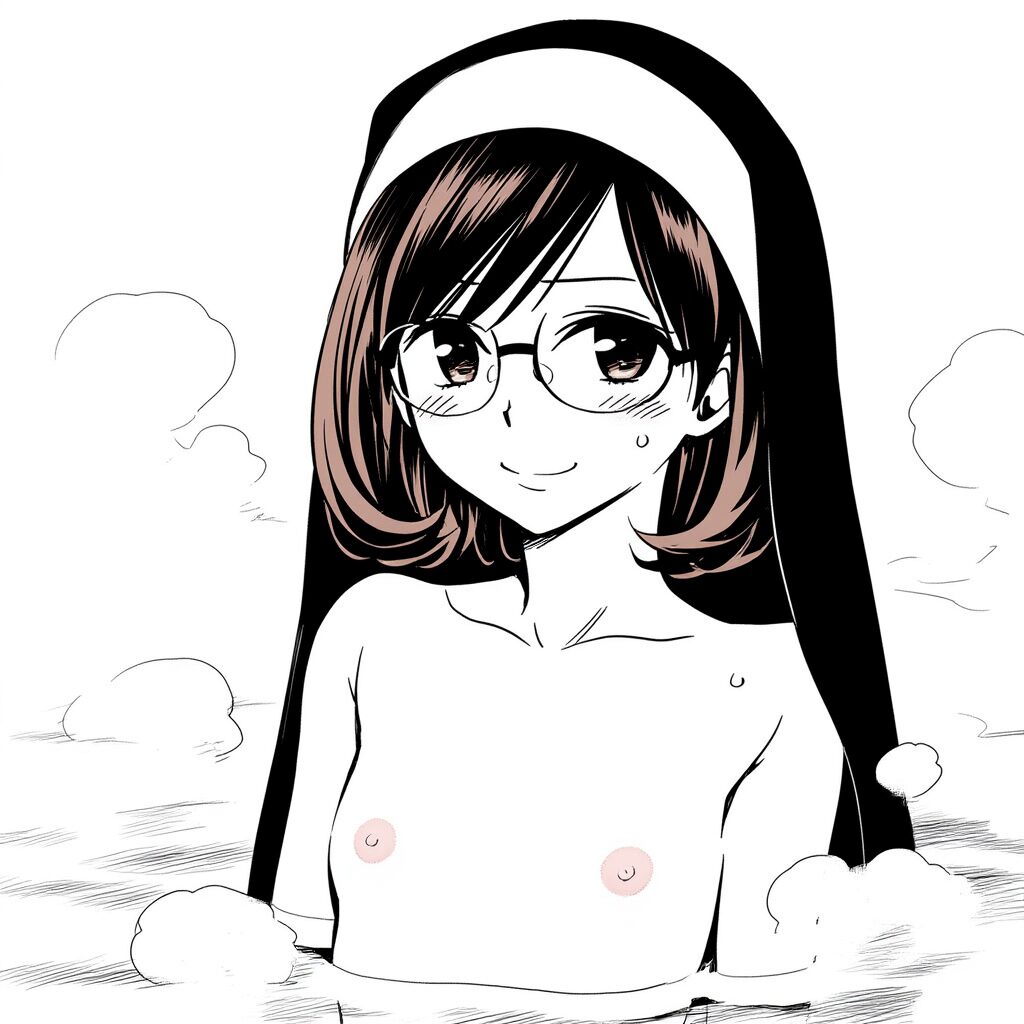 清華さんは温泉で笑顔でおっぱい見せてる