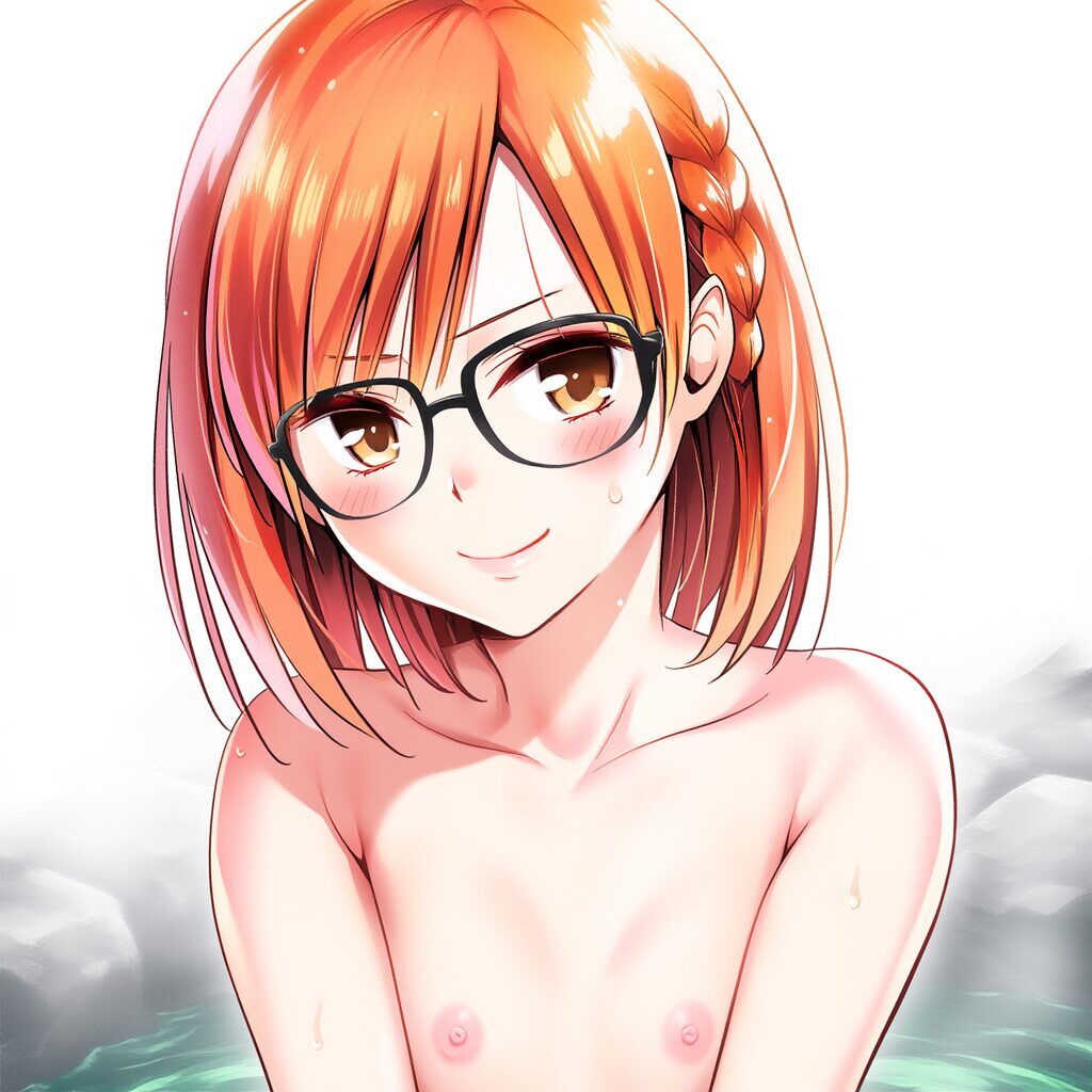 シャーロットは温泉で笑顔でおっぱい見せてる