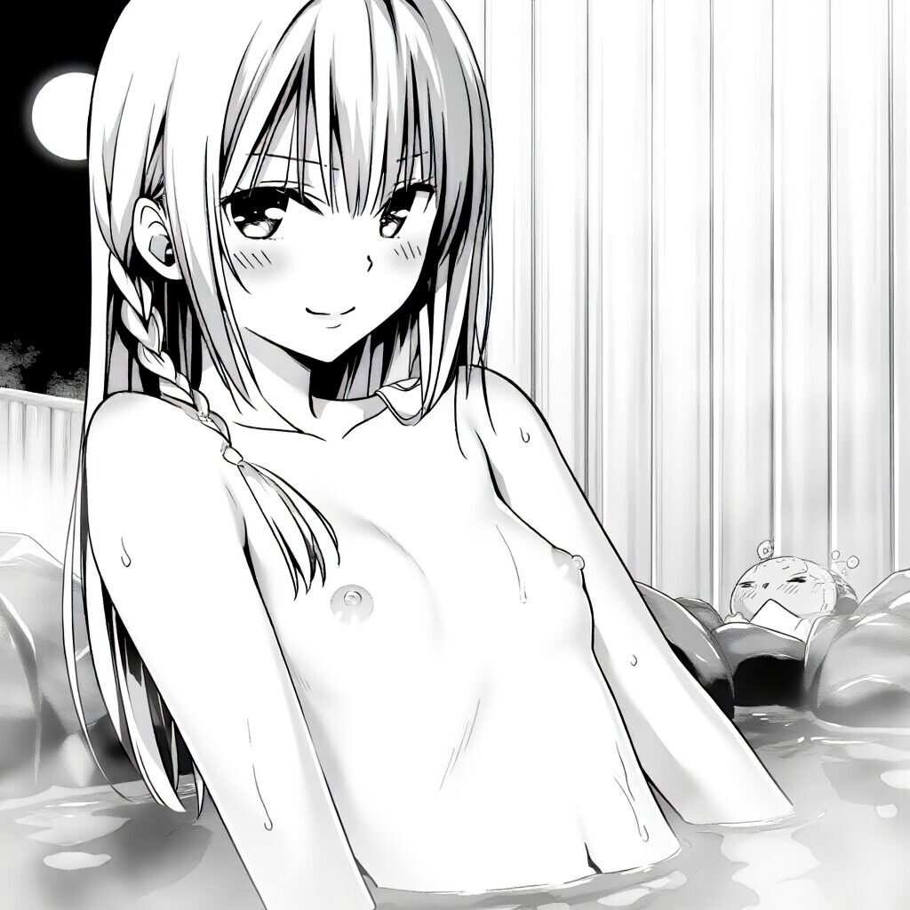 パツキン女子は温泉で笑顔でおっぱい見せてる