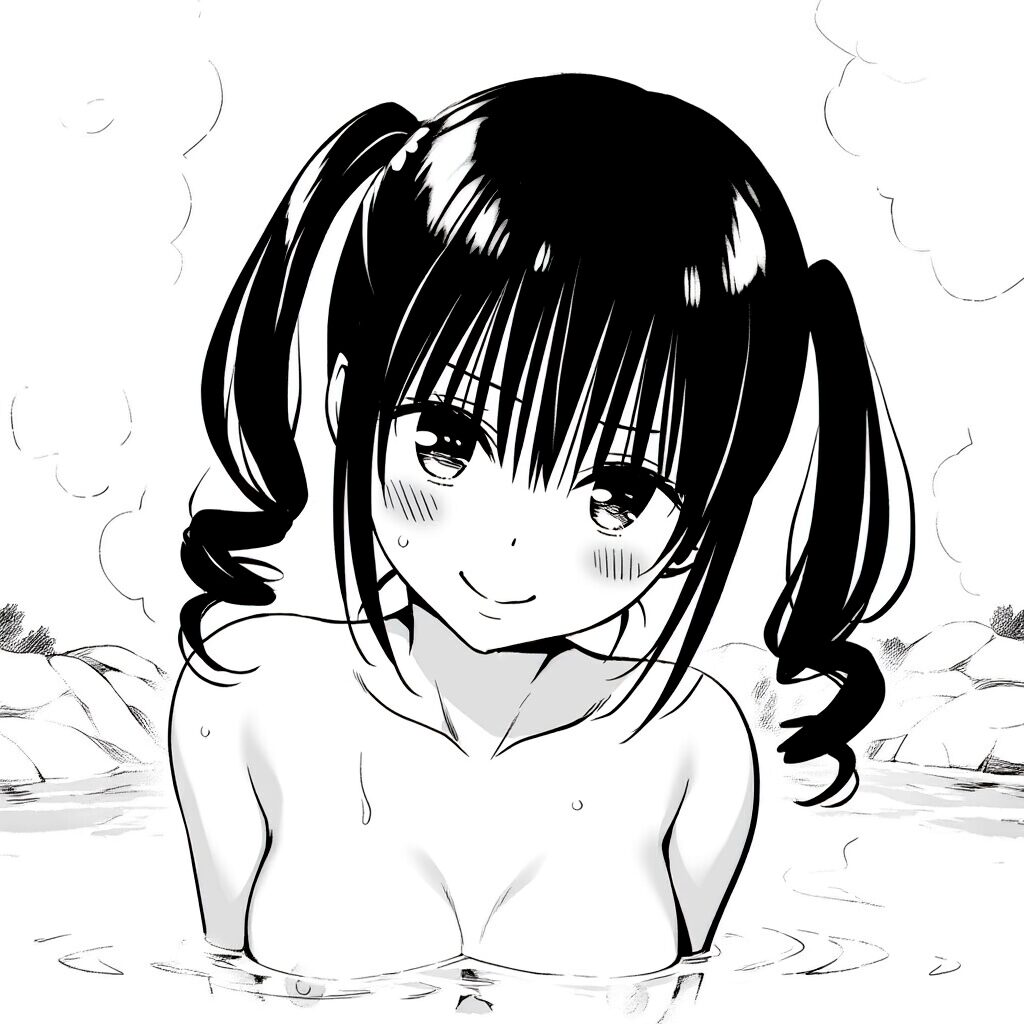 ツインテールな女子は温泉で笑顔でおっぱい見せてる