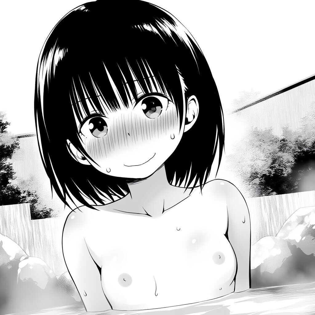 ショートボブな茶髪の女子は温泉で笑顔でおっぱい見せてる