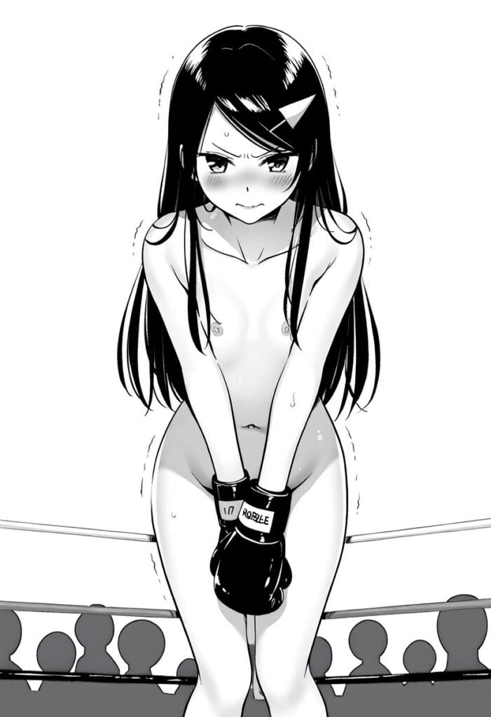 黒髪ロングのお嬢は全裸でボクシング