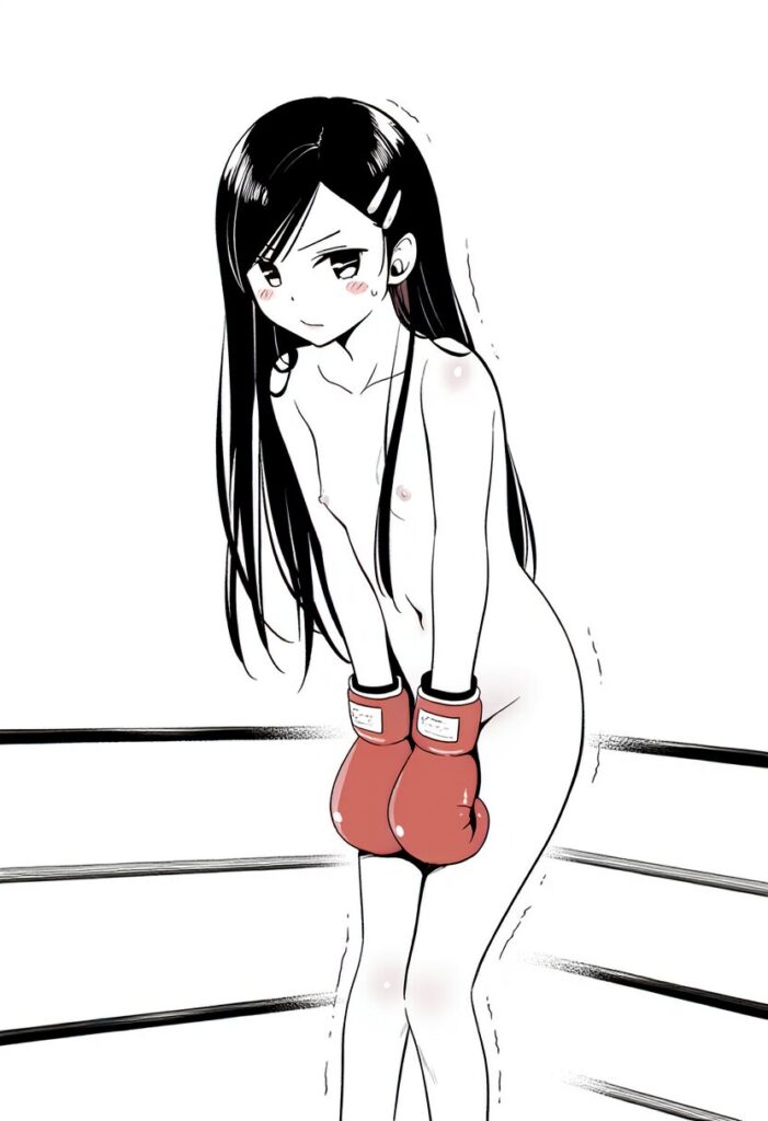 黒髪のお嬢様は全裸でボクシング