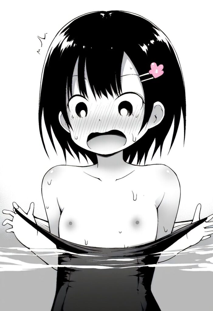 根岸めぐの水着が破れておっぱい丸見え