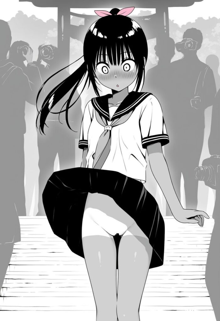 長いポニテが可愛い女子はノーパンで撮影されている