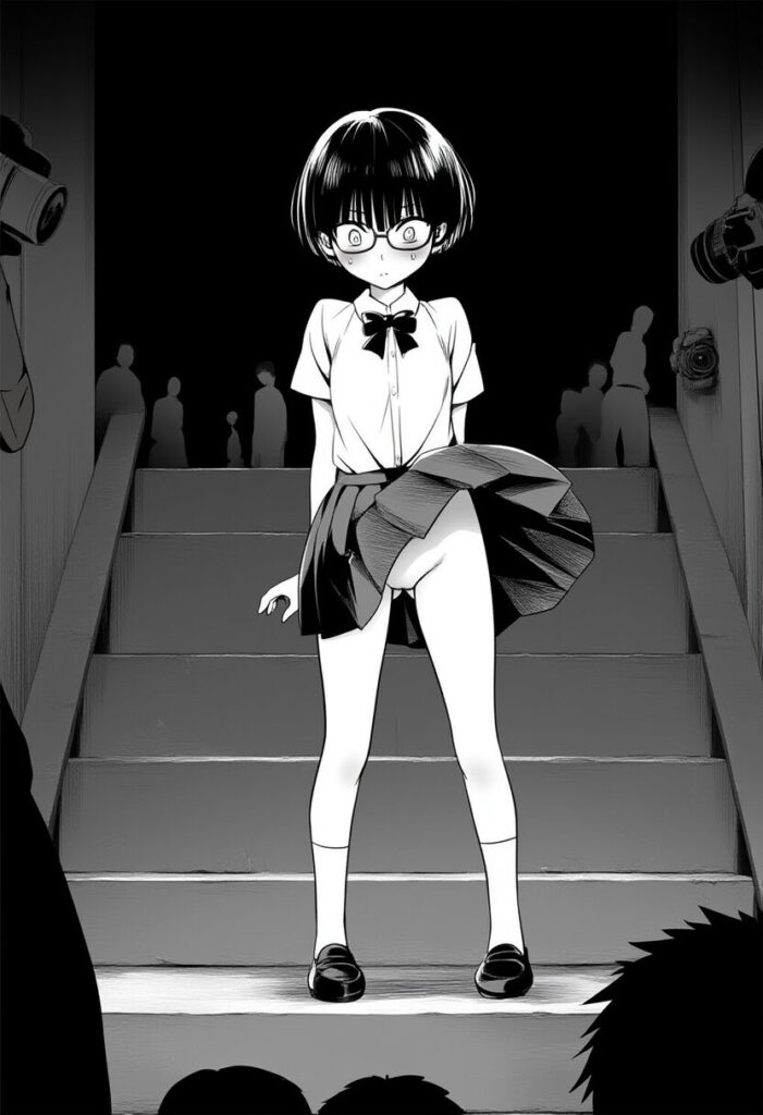 元気系メガネ女子はノーパンで撮影されている