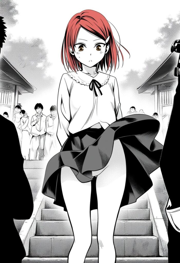 赤髪女子はノーパンで撮影されている