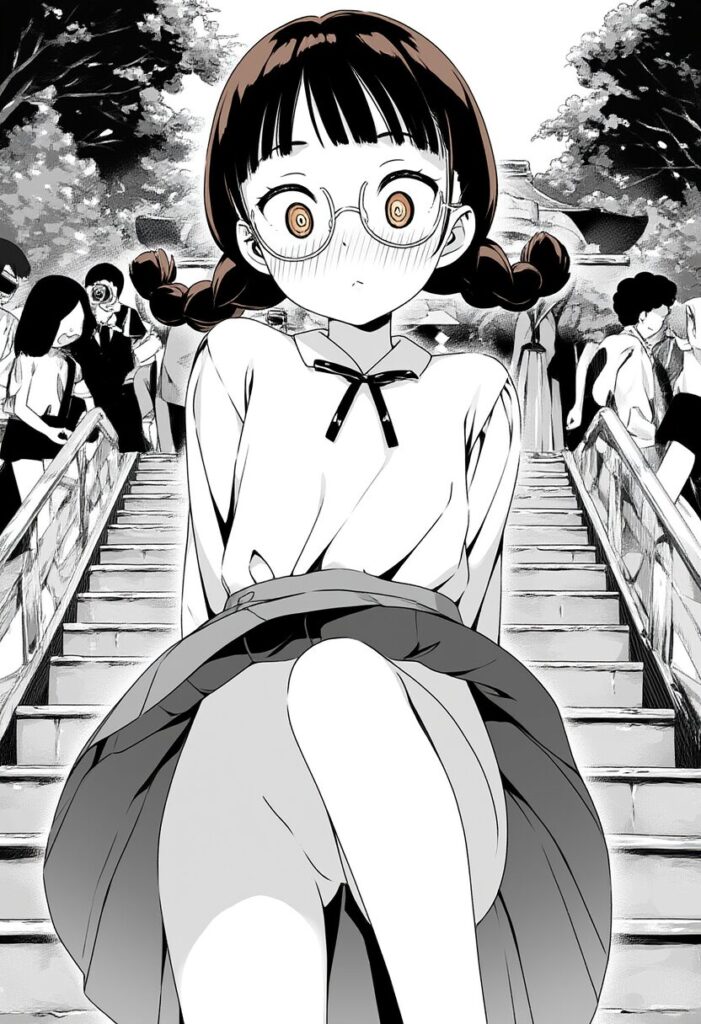 メガネおさげ女子はノーパンで撮影されている