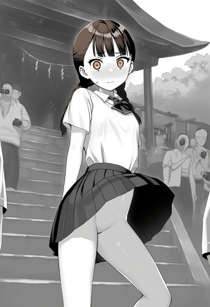 メガネおさげ女子はノーパンで撮影されている