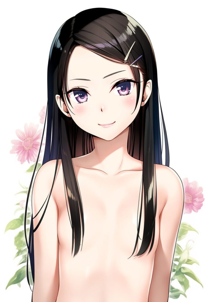 お嬢様系女子は花に囲まれたところで全裸