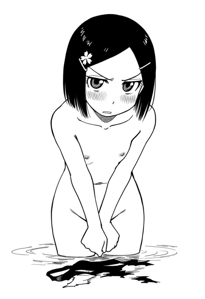 ぱっつん黒髪女子はプールでジト目で全裸