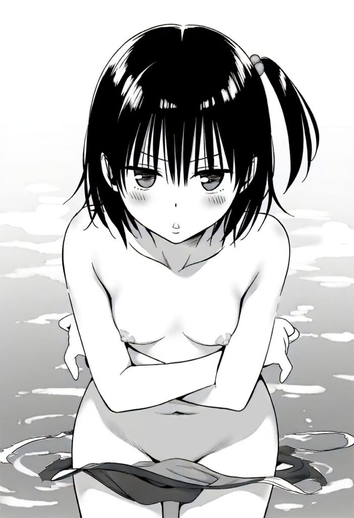 サイドテール女子はプールでジト目で全裸