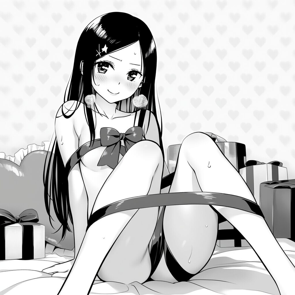 可愛すぎる女子は体にリボンを巻いている