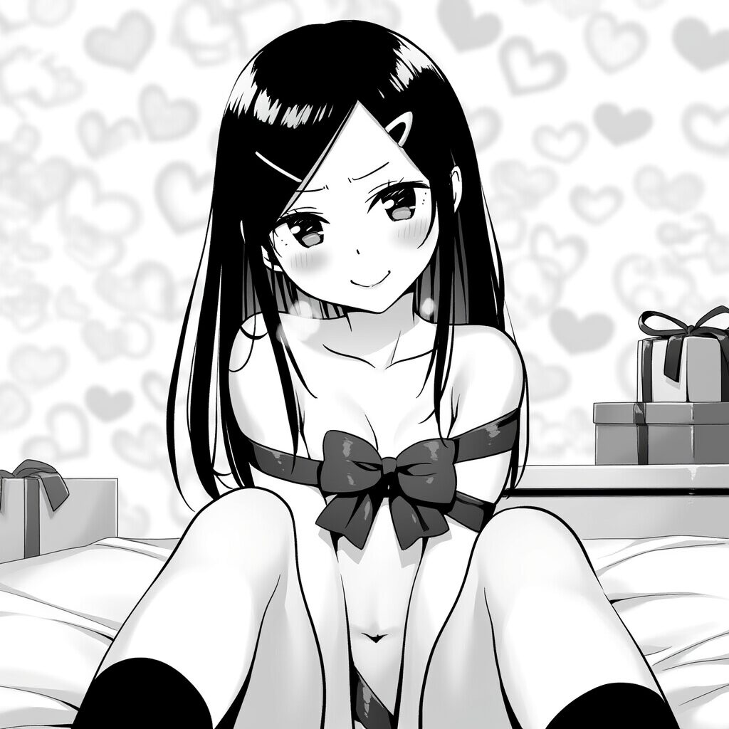 可愛すぎる女の子は体にリボンを巻いている