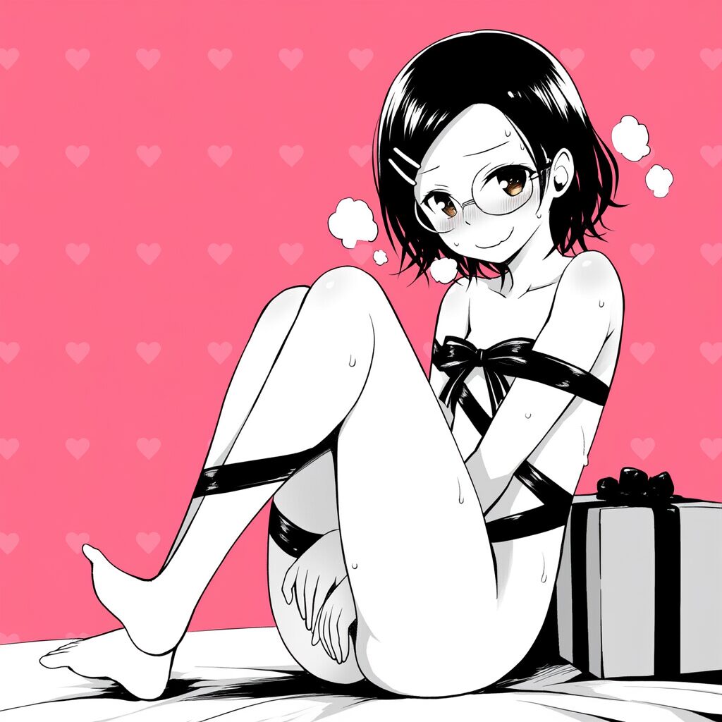 はづきは体にリボンを巻いている