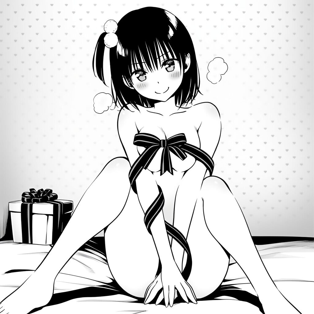 サイドテール女子は体にリボンを巻いている
