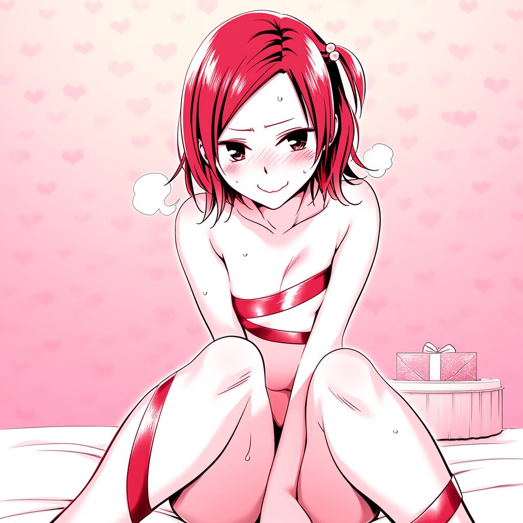 夏霧あかねは体にリボンを巻いている