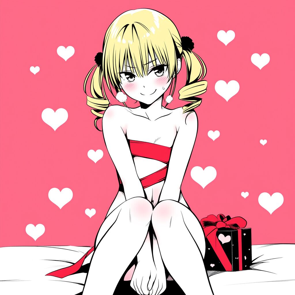 ツインテール金髪娘は体にリボンを巻いている
