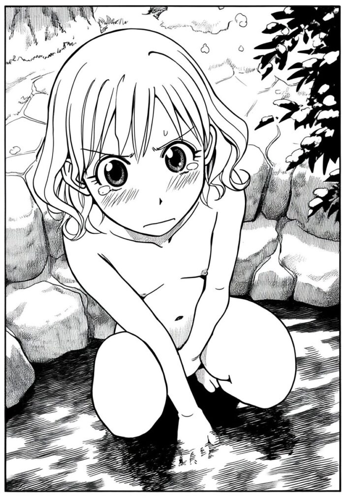 王女は冬の温泉で裸で恥ずかしい