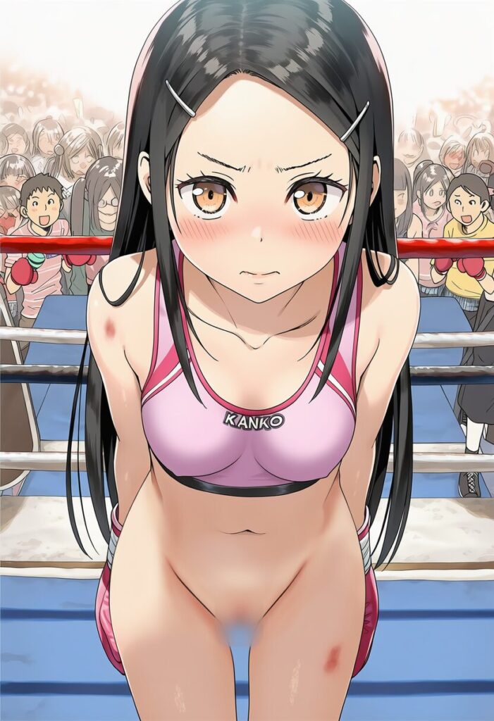 五月女さな: boxing style, sporty bra, bottomless, nsfw, vagina, pink gl
