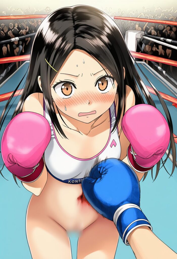五月女さな: boxing style, sporty bra, bottomless, nsfw, vagina, pink gl