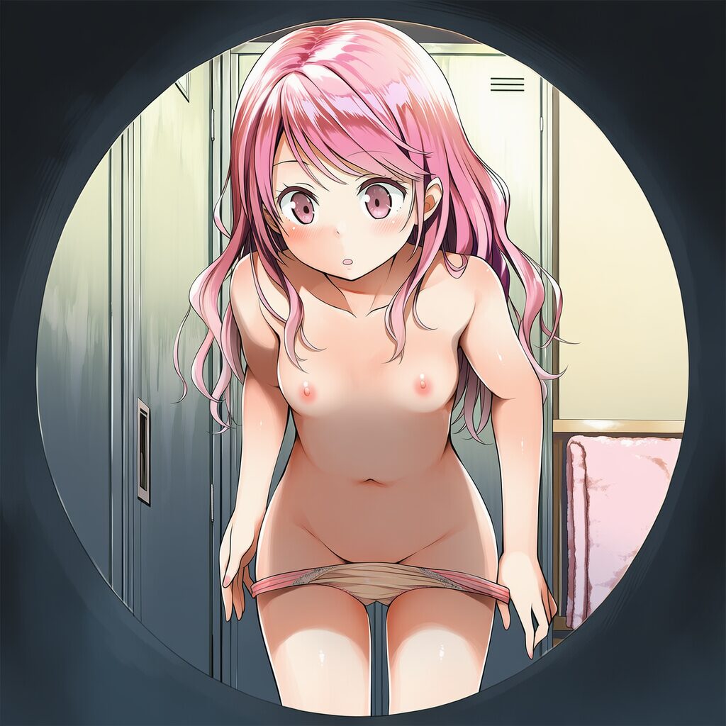 明日香あまね: a girl, locker room, {{{{{{{{through round peeping hole(she