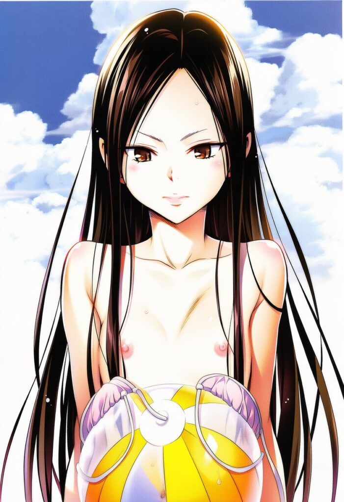 祈守ゆずは: a girl, Beach volleyball, untied bikini bra, nipples, jumpin