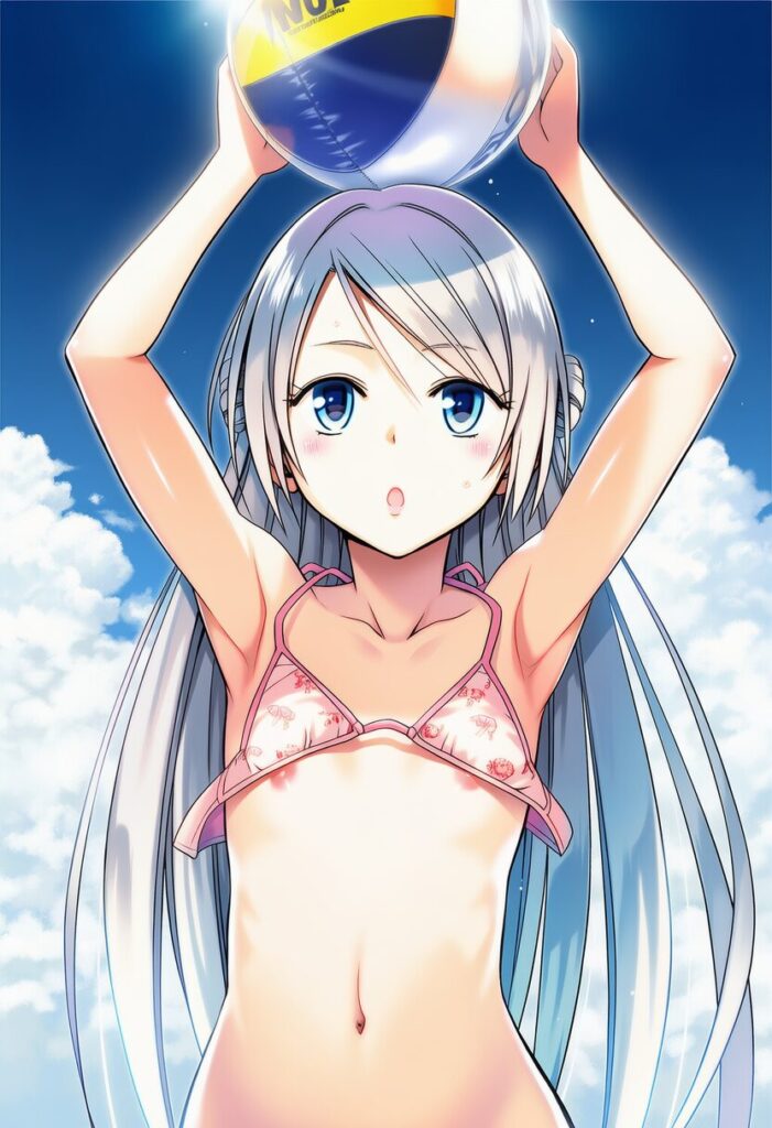 アナスタシア・ペトロワ: a girl, Beach volleyball, untied bikini bra, nipples, jumpin