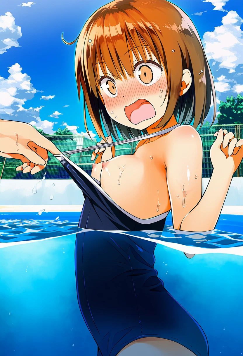 空井めるさんはうっかり水着を引っ張られてしまう