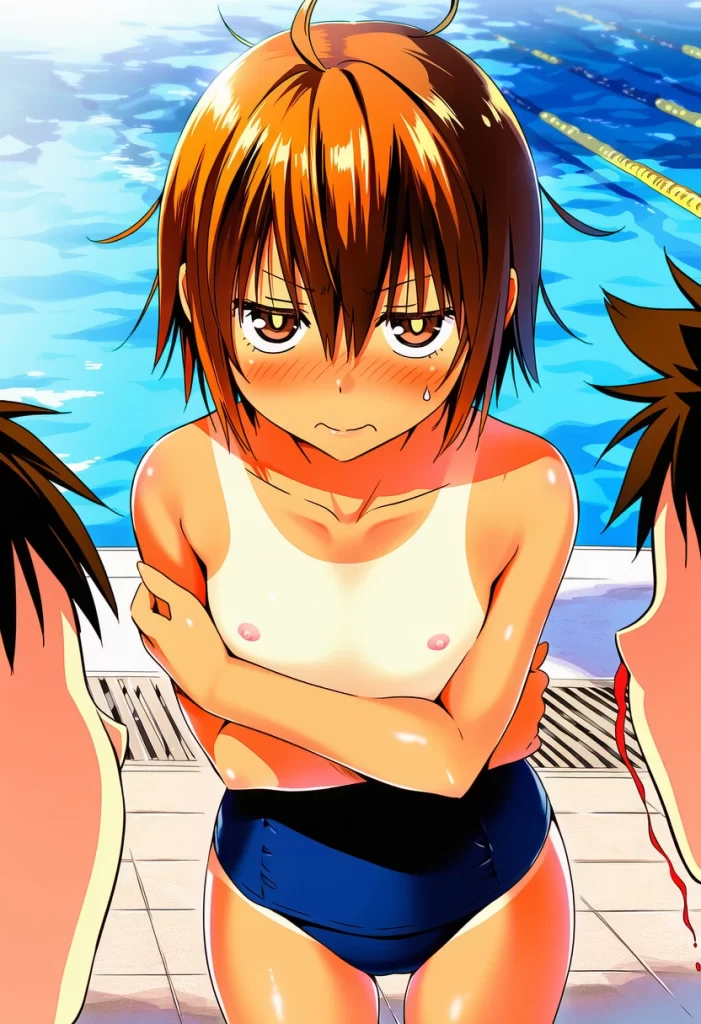 神代あかねは男の子水着でおっぱい丸出しで男の子に囲まれてる