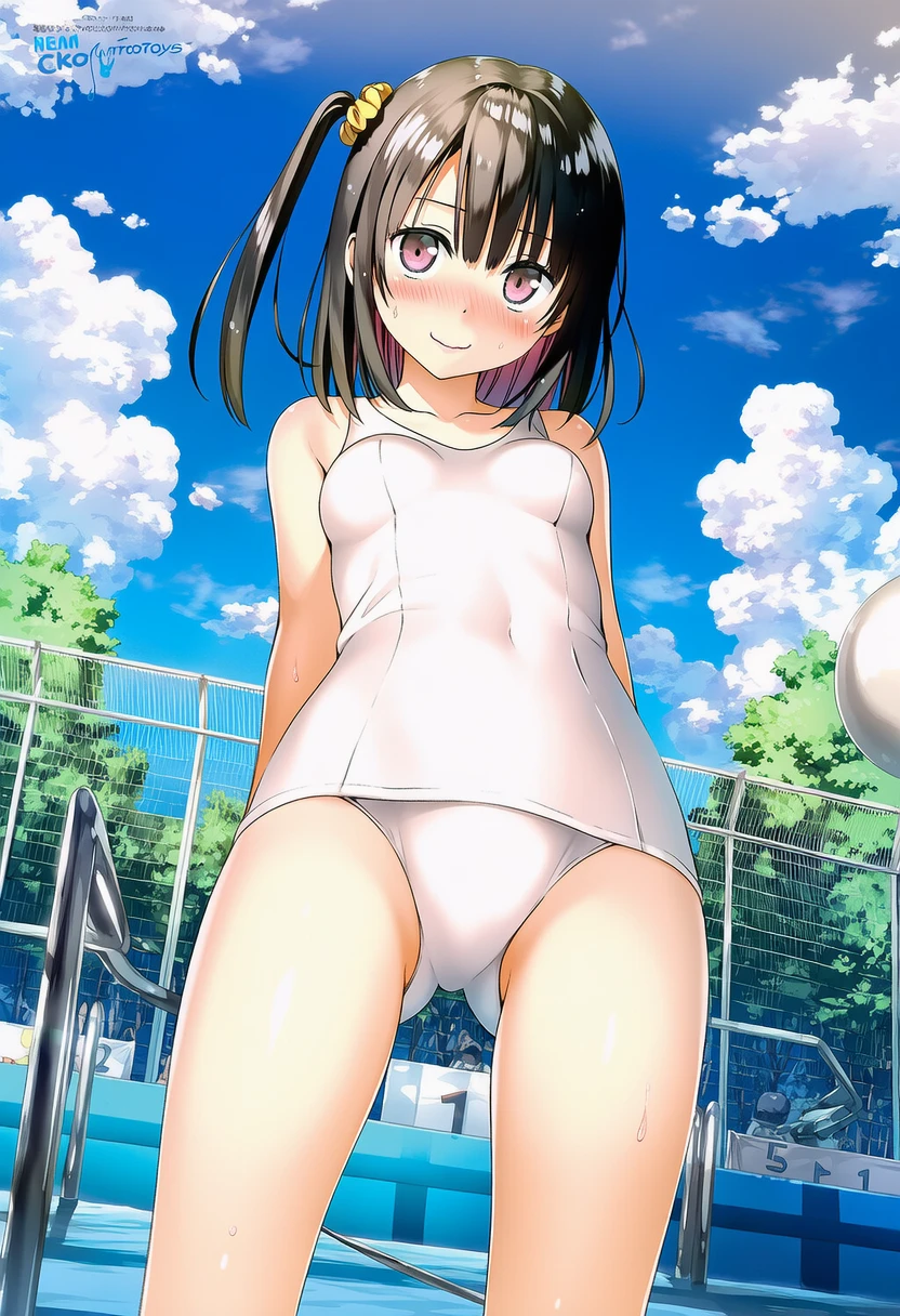 真理谷なつめはしろスク水でプールサイドに立つ