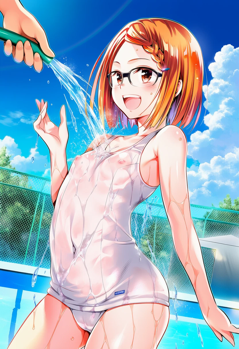 硯谷しずくは水をかけられて楽しそう