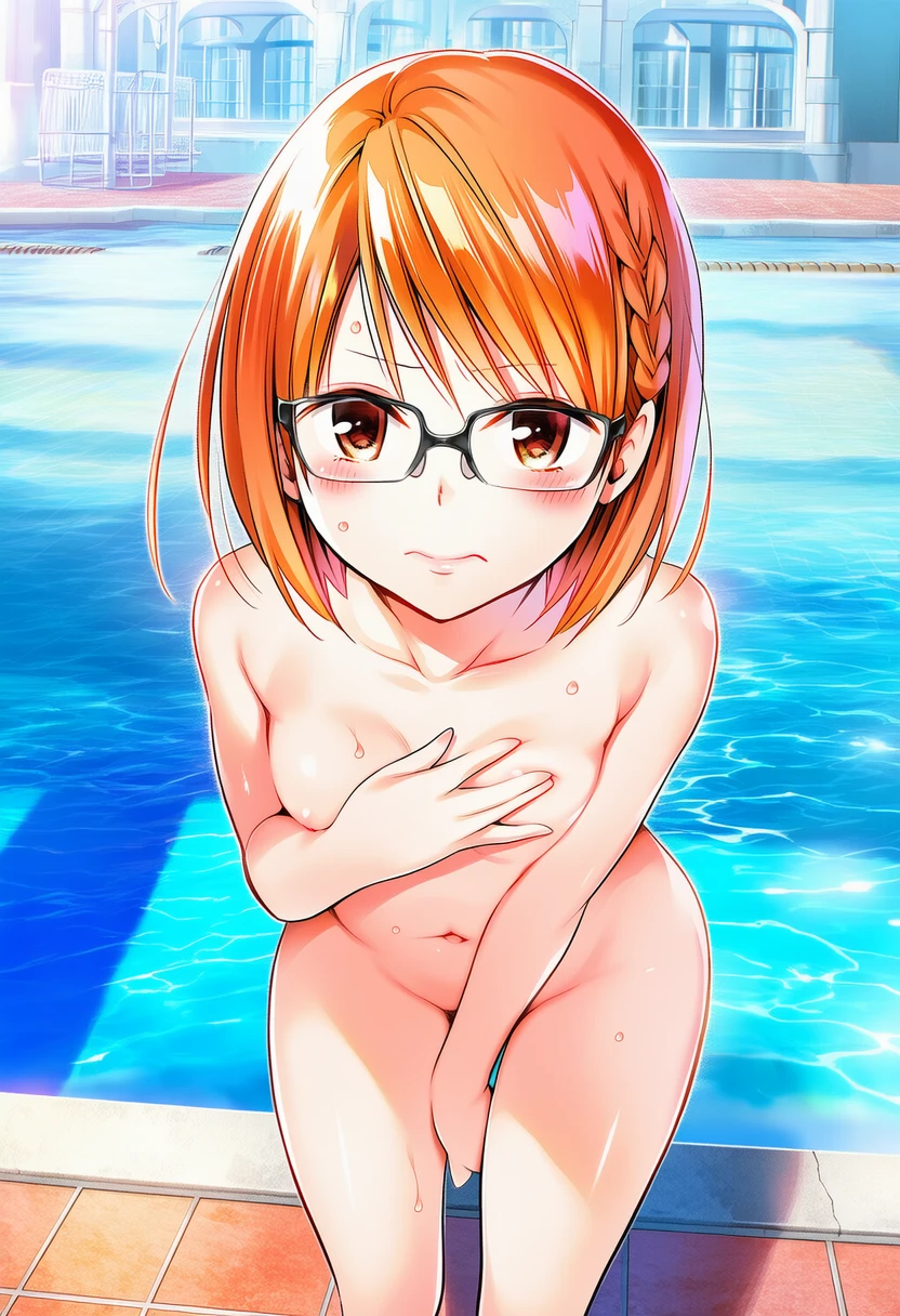 硯谷しずくはプールサイドでスッポンポン