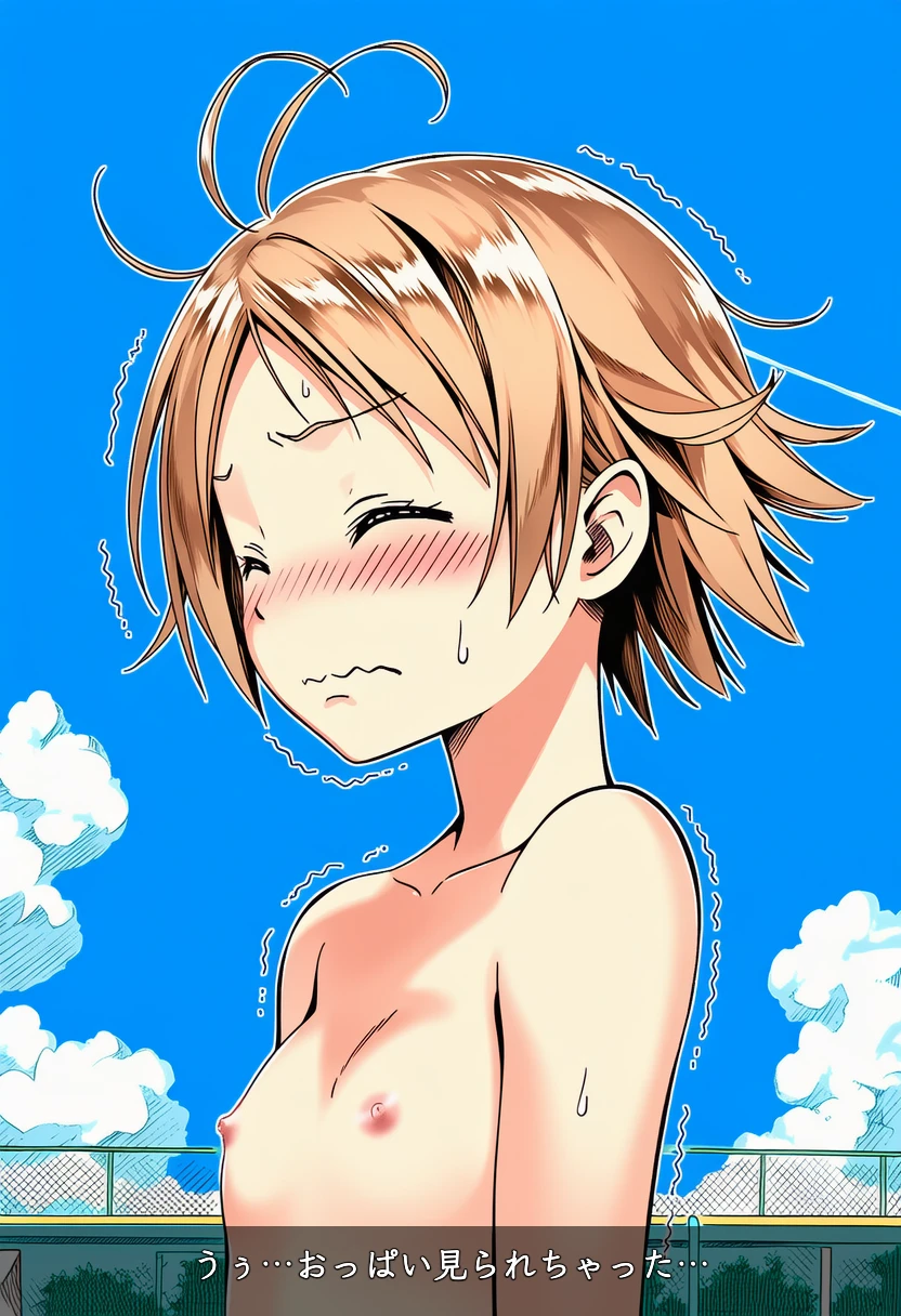 日向寺りりは観念してプールサイドでおっぱい晒す