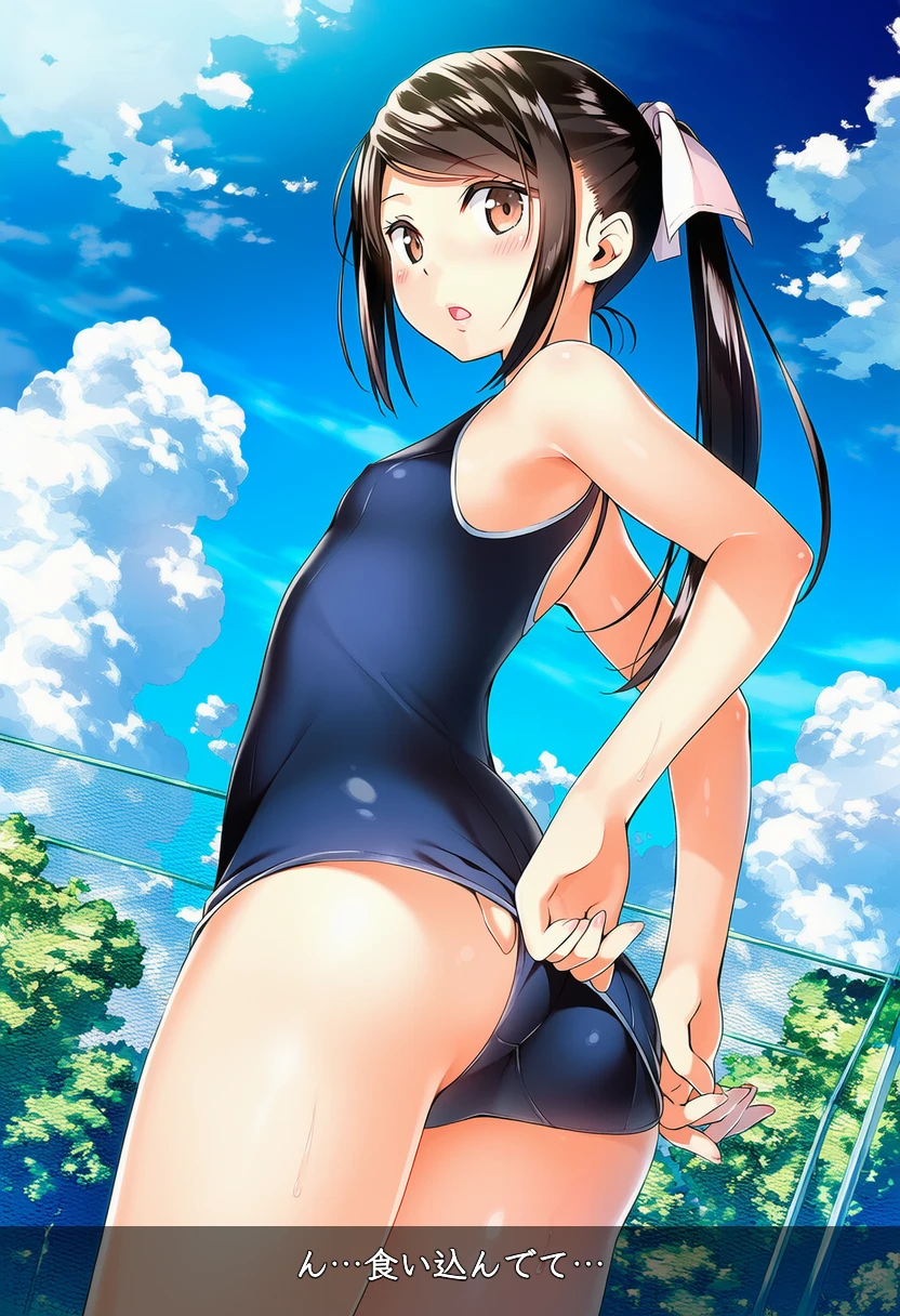 谷口みつきはスクール水着の食い込みをこっそり直す