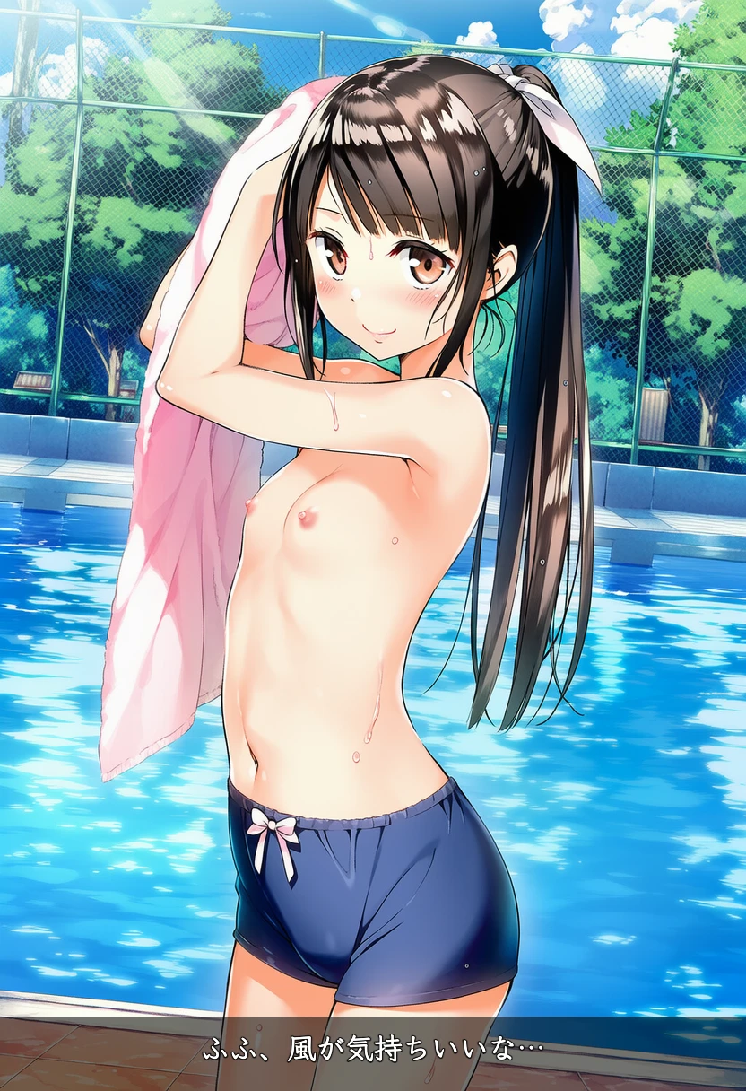谷口みつきは男の子水着でプールから上がったところ