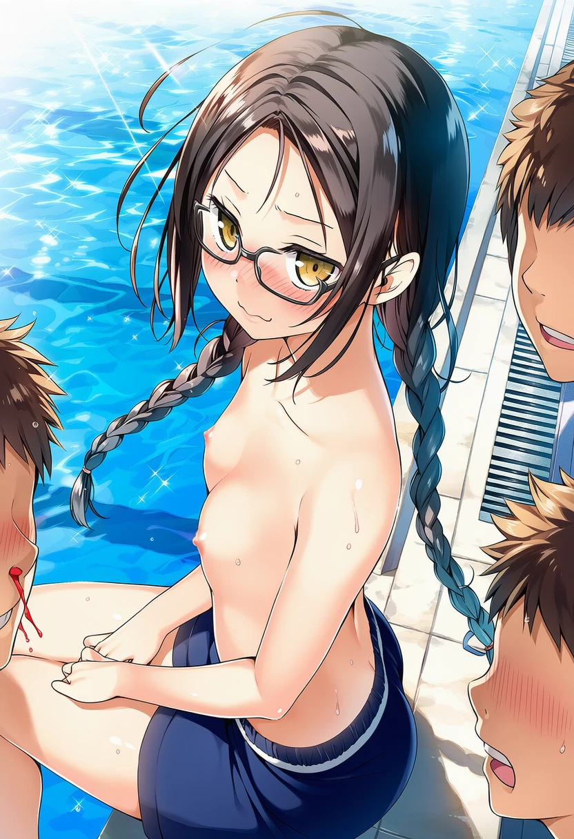 夜月たかねは男の子水着で男の子たちに囲まれてる