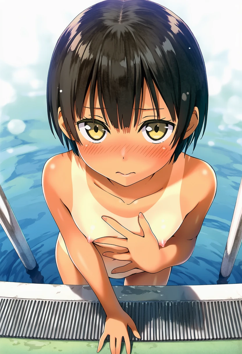 中川なおこはプールサイドでスッポンポン