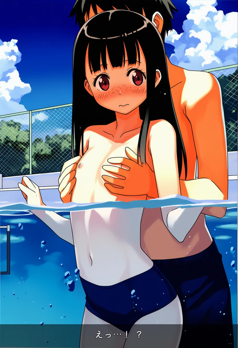 マキは男の子水着でおっぱい鷲掴みにされる